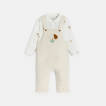 سالوبيت من الصوف الناعم وبودي من الجيرسي برسمة كلاب، للأطفال حديثي الولادة.